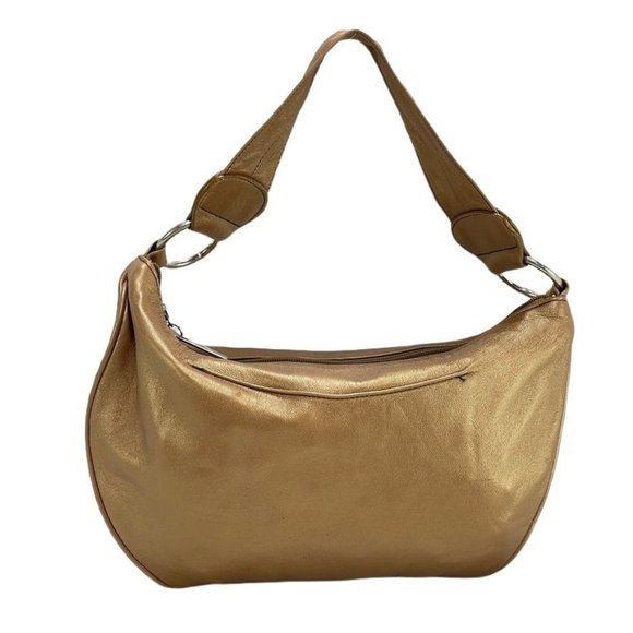 BOLSA Women's Handbag Leather Hobo Gold Baguette - Picture 14 of 14